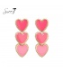 Sweet7 - Roze harten oorhangers met goudkleurige rand