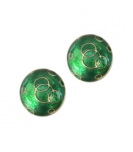 Stijlvolle Groene oorclips met Goudkleurige Rondjes - Elegant Accessoire