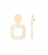 Creme oorclips met vierkante hanger en een effen oorstukje
