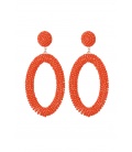 Oranje langwerpige oorhangers met glas kralen
