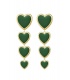 Groene oorhangers met 4 harten en een goudkleurige rand