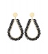 Zwarte glas kralen oorhangers met een goudkleurig oorstukje