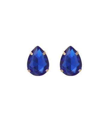 Blauwe Ovale Oorstekers met Glas Steentje - Tijdloze Elegantie | Webshop Naam