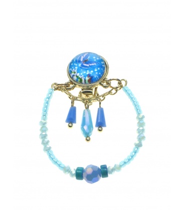Betoverende Blauwe glas kralen oorclips met Vlindertjes - Speelse Accessoires