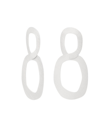 Zilverkleurige Oorhangers met Dubbele Ovale Hangers - Luxe Sieraden Online