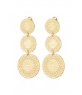 Goudkleurige oorhangers met 3 bewerkte rondjes