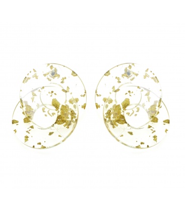 Doorzichtige oorhangers met 2 cirkels en goudkleurige folie