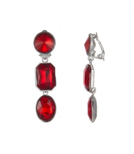 Rode oorclips met rode strass.stenen