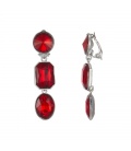 Rode oorclips met rode strass.stenen