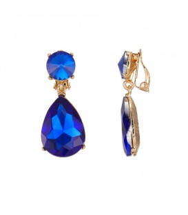 Blauwe Glas Stenen Oorclips - Tijdloze Elegantie voor Jouw Collectie
