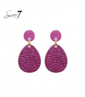 Roze oorhangers met glas steentjes