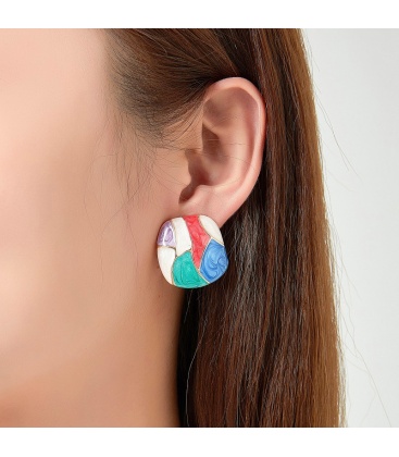 Veelkleurige geëmailleerde vierkante oorclips