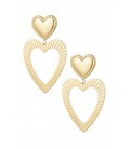 Goudkleurige oorhangers met 2 harten 