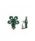Oorclips met groene strassteentjes in bloemvorm