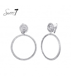 Zilverkleurige oorclips met heldere stras steentjes