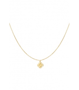Fijne goudkleurige halsketting met een klavertje vier als hanger