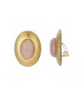 Gouden oorclips met (oud) roze steen
