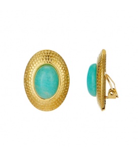 "Gouden Oorclips met Turquoise Steen - Stijlvolle Accessoire voor Elke Gelegenheid"