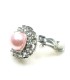 Mooie oorclips met heldere strass steentjes en roze parel
