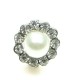 Mooie oorclips met heldere strass steentjes en witte parel