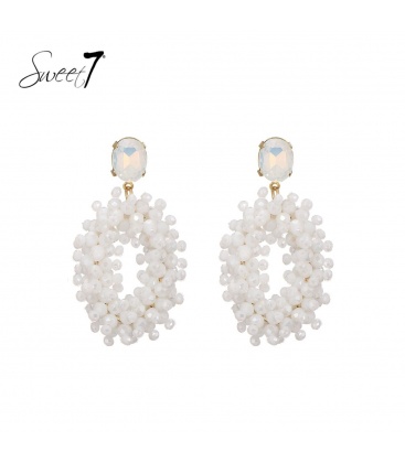 Witte glas kralen oorhangers