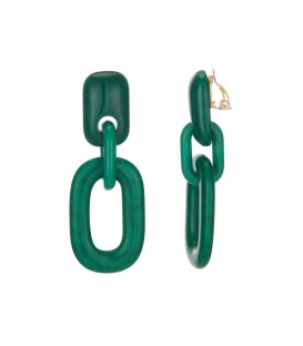 Groene oorclips met dubbele hangers