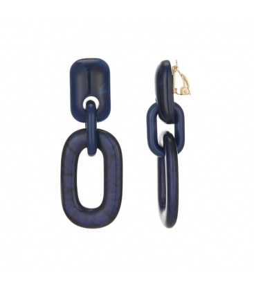 Marine blauwe oorclips van getint hars