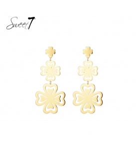 Goudkleurige klaver vier oorhangers