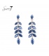 Blauwe langwerpige oorhangers met blauwe strass steentjes