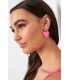 Roze harte oorhangers met een goudkleurig hartje als oor stukje