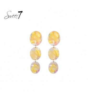 Gekleurde lange oorhangers met 3 elementen