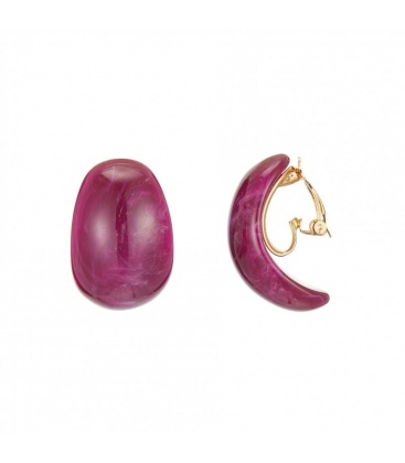 Grote paarse oorclips met motief