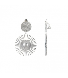 Zilverkleurige oorclips met zonne motief