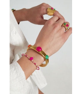 Goudkleurige Armband met Kleurstenen - Trendy Accessoire
