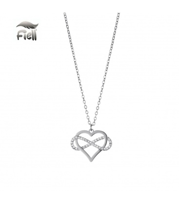 Zilverkleurige korte halsketting met als hanger een hart 