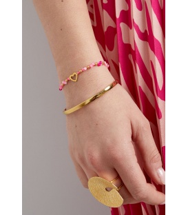  Fuchsia Roze Armband met Gouden Hartje - Koop Nu