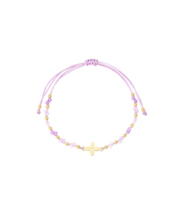 Lila zomer armband met kraken en klavertje vier