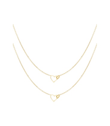 Goudkleurige dubbele halsketting met hartjes