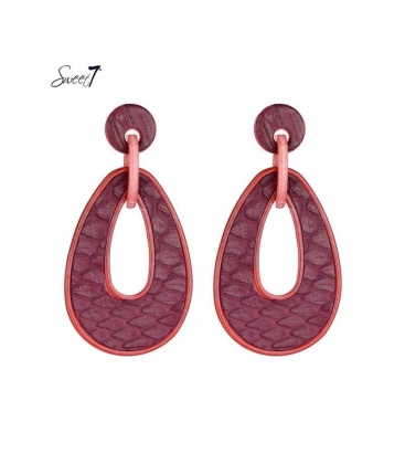 Rode oorhangers met slangen leer