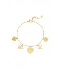 Goudkleurige armband met verschillende harten bedels