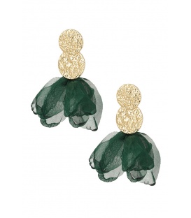 Goudkleurige oorhangers met groene stof