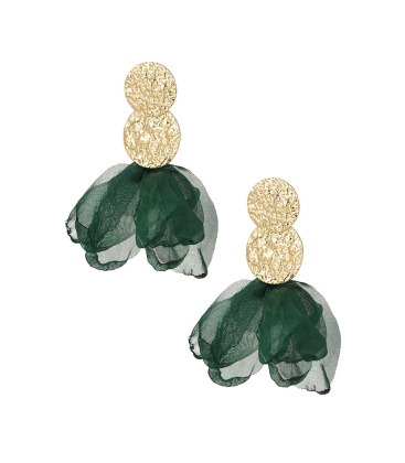 Goudkleurige oorhangers met groene stof