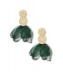 Goudkleurige oorhangers met groene stof