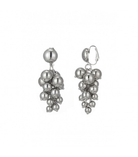 Zilverkleurige oorclips met hangende kraaltjes