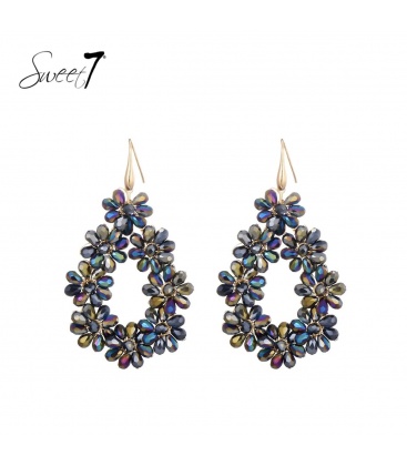 Gekleurde bloemen oorhangers met glas steentjes
