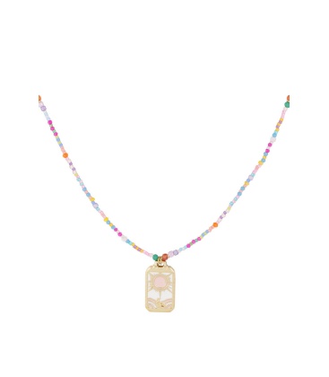 Gekleurde kralen halsketting en hanger