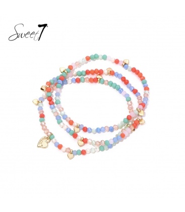 Gekleurde armband met meerdere strengen en glas kralen