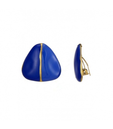 Blauwe oorclips in drie hoeks vorm