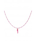 Fuchsia roze kralen halsketting met een peper hanger
