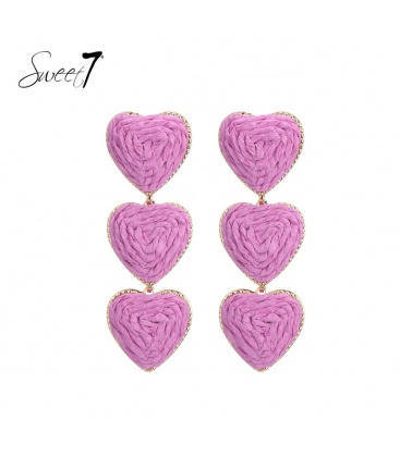 Roze harten oorhangers met goudkleurige randen